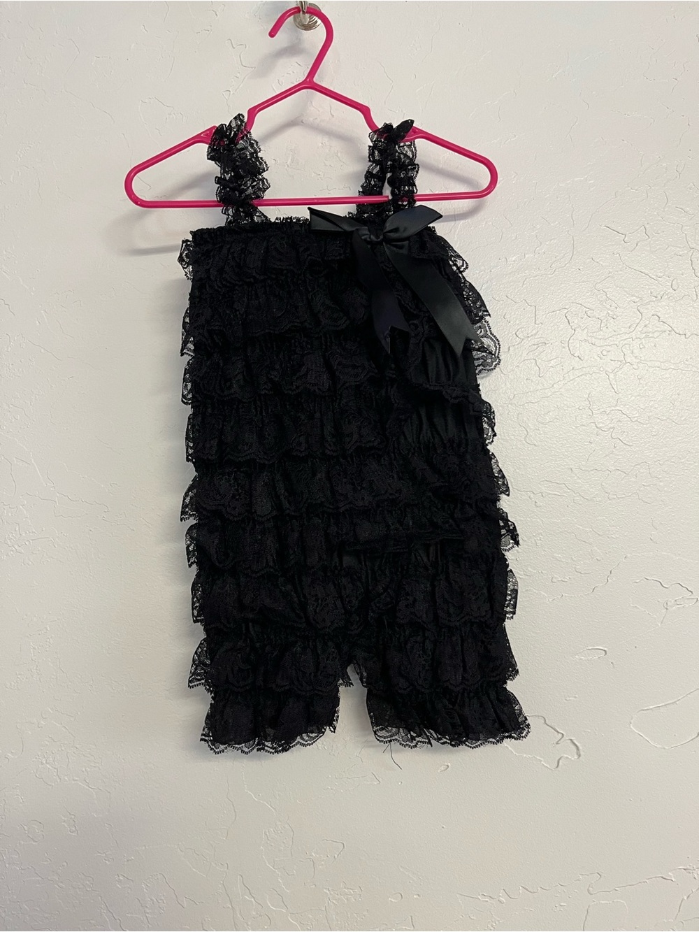 Black Ruffle Lace Romper for Girls